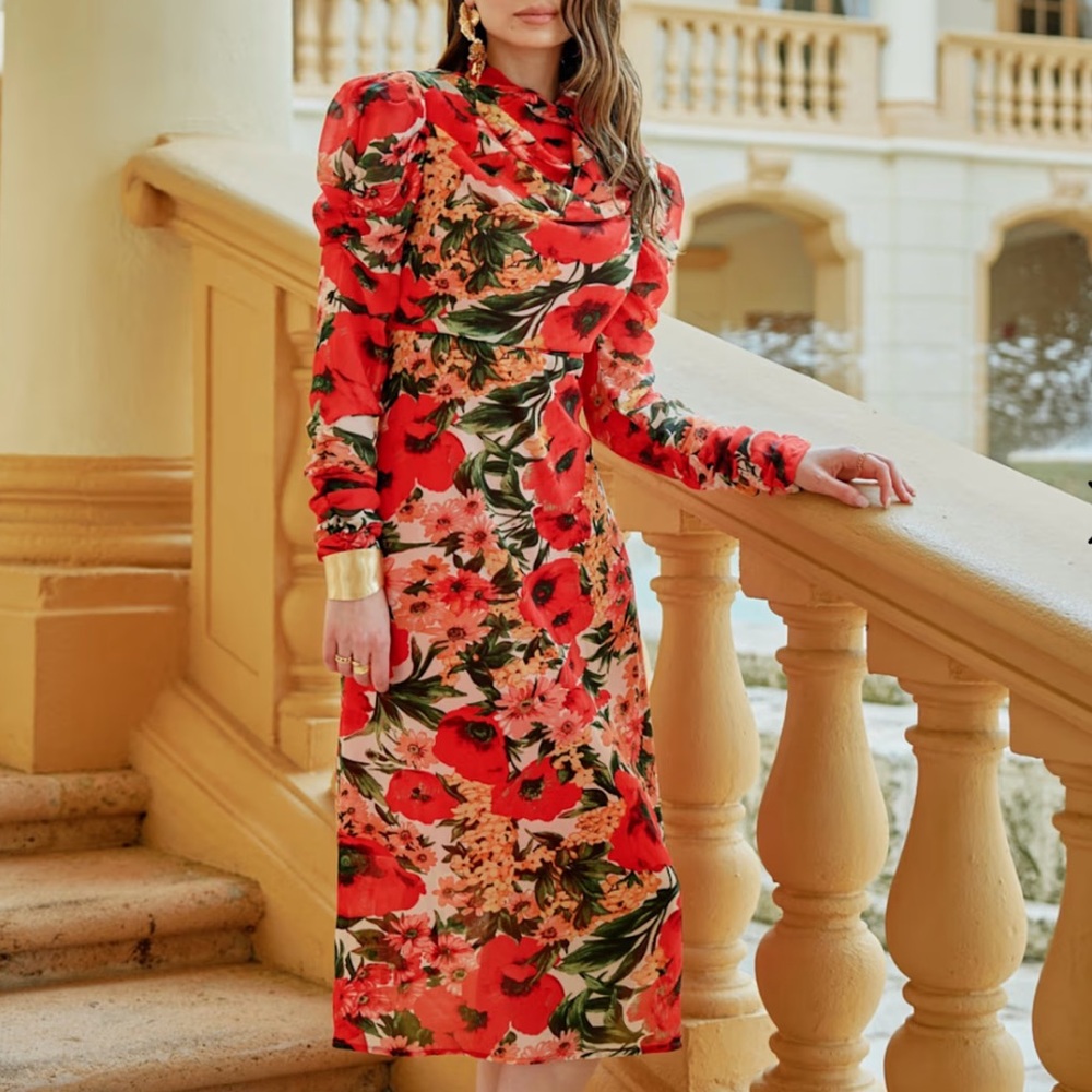 Floral Red Dress by esteem couture